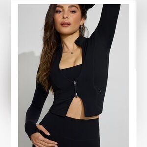 NWT Garage SoftActive DoubleZip ActiveWear Cropped Jacket Athletic Sportswear